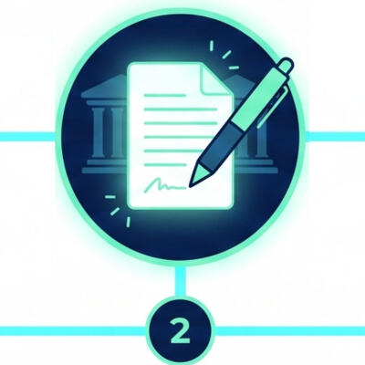 Step 2 Grant Acquisition A digital icon showing a Our compliance team authors and submits the provincial funding application entirely on your behalf.